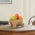 Burned Wood Carved Small Serving Fruit Bowl Bread Basket Perspective: back