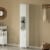 White Tall Standing Bathroom Linen Tower Storage Cabinet for Bathroom and Vanity Perspective: back