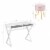 Vanity Table Set Writing Desk Makeup Table w/Round Storage Ottoman Pink Perspective: back