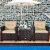 Costway 3PCS Patio Rattan Furniture Set Cushioned Conversation Set Sofa Coffee Table Beige Perspective: back