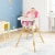 Baby joy Wooden High Chair Baby Toddler 3 in 1 Convertible Highchair w/ Cushion Pink Perspective: back