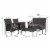 4PCS Outdoor Furniture Set Patio Rattan Conversation Set w/ Grey & Off White Cushion Perspective: back