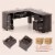 66.5'' L Shaped Home Office Desk Corner Computer Desk Keyboard Tray Dark Brown Perspective: back