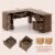66.5'' L Shaped Home Office Desk Corner Computer Desk Drawer Keyboard Tray Walnut Perspective: back