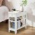 Set of 2 3Tier Nightstand Bedside Side End Table w/Double Shelves Drawer White Perspective: back