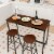 3-Piece Bar Table Set Pub Kitchen Dining Table w/ 2 Round Stools Black & Brown Perspective: back