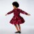 Long Sleeve Crinkle Dress Red Violet Perspective: back