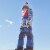Printed Frosted Flowers Two Piece Snowsuit Navy Blue And Red Perspective: back
