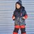 Printed Camo Two Piece Snowsuit Grey And Red Perspective: back