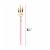 240 Forks - Gold with Pink Handle Moderno Disposable Plastic Dinner Forks Perspective: back