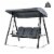3-Person Patio Porch Swing Cushioned Outdoor Swing Chair w/ Adjustable Canopy Perspective: back