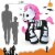 5.5ft Inflatable Skeleton Unicorn Halloween Decoration w/ Built-in LED Lights Perspective: back