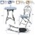 3PCS Mosaic Patio Bistro Set Conversation Set w/ Folding Chairs & Round Table Perspective: back
