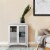 Elegant Home Fashions Wooden Bathroom Floor Storage Cabinet Space Saver w/ Glass Doors White Perspective: back