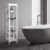 Elegant Home Fashions Wooden Bathroom Linen Storage Cabinet Space Saver w/ 5 shelves White Perspective: back