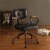 Bowery Hill Leather Swivel Office Chair in Vintage Black Perspective: back