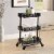 Riverbay Furniture 3 Tier Metal Serving Cart in Distressed Glossy Black Perspective: back