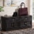 Baxton Studio Mason Faux Leather Shoe Storage Bench in Dark Brown Perspective: back
