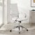 Scranton & Co High Back Ribbed Faux Leather Office Swivel Chair in White Perspective: back