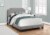 Bed, Full Size, Platform, Bedroom, Frame Linen Look, Wood Legs, Grey, Chrome, Transitional Perspective: back