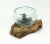 Blown Molten Glass Decorative Bowl / Terrarium On Teak Driftwood Base Perspective: back