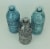 Blue Green and Grey Decorative Textured Glass Bottles Set of 3 Perspective: back