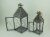 Vintage Grey Metal Bird On Branch Square Candle Lantern Set of 2 Perspective: back