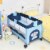 Blue Baby Crib Playpen Playard Pack Travel Infant Bassinet Bed Foldable Perspective: back
