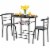Gymax 3 Piece Dining Set Home Kitchen Furniture Table and 2 Chairs Black Perspective: back