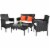 Costway 4PCS Patio Rattan Furniture Set Cushioned Sofa Coffee Table Backyard Porch White Perspective: back