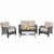 Costway 4PCS Patio Wicker Furniture Set Loveseat Sofa Coffee Table W/ Cushion Perspective: back