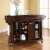 Wood Solid Black Granite Top Kitchen Cart in Mahogany Brown - Pemberly Row Perspective: back