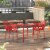 LeisureMod Devon Modern Glass Top Aluminum Base Outdoor 31.1  Bistro Red Table Perspective: back