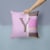 Letter Y Initial Monogram - Pink Stripes Fabric Decorative Pillow Perspective: back