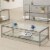 Bowery Hill Glass Top Contemporary Coffee Table in Black Nickel Perspective: back