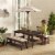 KidKraft Outdoor Children's Table & Bench Set w/ Cushions & Umbrella-Oatmeal & White Stripes Perspective: back