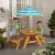 KidKraft Outdoor Children's Table & Bench Set with Umbrella - Turquoise & White Perspective: back