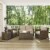 5-Piece Outdoor Wicker With Sand Cushions - Loveseat, Two Arm Chairs, Side Table Perspective: back