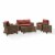 5-Piece Outdoor Wicker Loveseat, Two Arm Chairs, Side Table & Glass Top Table Perspective: back
