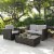 3 Piece Outdoor Wicker Seating Set With Gray Cushions - Loveseat, Chair & Glass Top Table Perspective: back