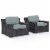 BEAUFORT 2 PC OUTDOOR WICKER SEATING SET WITH MIST CUSHION -  TWO OUTDOOR WICKER CHAIRS Perspective: back