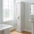 Crosley Seaside 2 Drawer Linen Cabinet in Distressed White Perspective: back