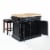 Butcher Block Top Kitchen Island In Black With 24  Black Upholstered Square Seat Stools Perspective: back
