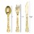 Shiny Metallic Gold Glamour Plastic Cutlery Set - Spoons, Forks and Knives (600 Guests) Perspective: back
