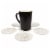 Juvale 6 Pack Round Wood Coasters with Holder, White Floral Design, 3.8 Inches Diameter Perspective: back