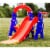 TR LAYNE Indoor/Outdoor Kids 4 Function Slide, Baby Swing & Basketball Hoop Combo. Perspective: back