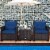 Costway 3PCS Patio Rattan Furniture Set Cushioned Conversation Set Coffee Table Navy Perspective: back