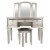 Poundex Furniture Wood Vanity Set with Mirror and Stool Silver Color Perspective: back