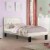 Silky & Sheeny Wooden Full Bed With Light Bone PU Tufted Head Board, White Finish- Saltoro Perspective: back