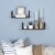 Stratton Home Decor Farmhouse Set of 2 Matte Black Arched Metal and Wood Wall Shelves Perspective: back